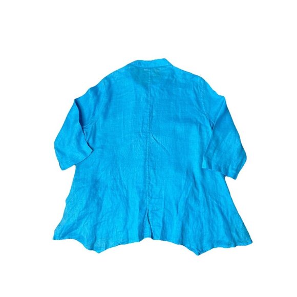 Ali Miles 100% Linen Artsy Button Down Tunic Top Shirt Size 1X Lagenlook - Picture 2 of 6